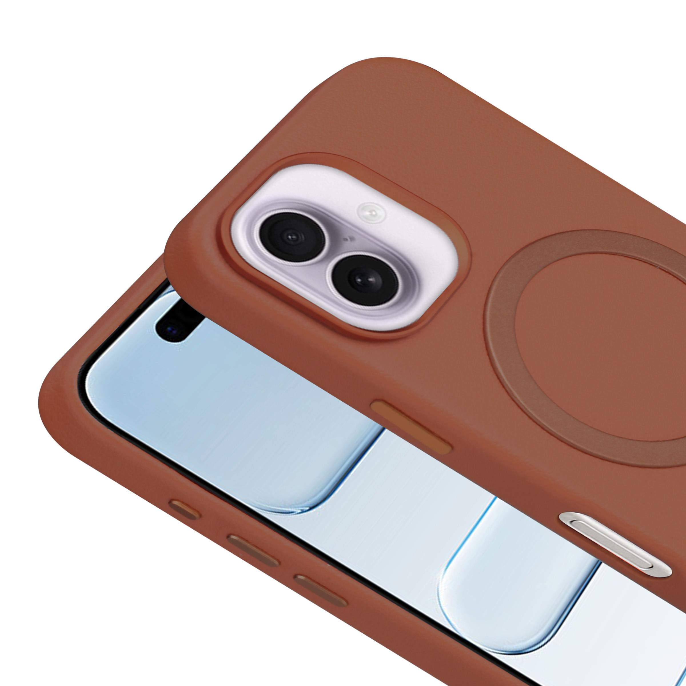 BRABUS iPhone 17 Uyumlu MagSafe Özellikli Vegan Deri Nar Telefon Kılıfı
