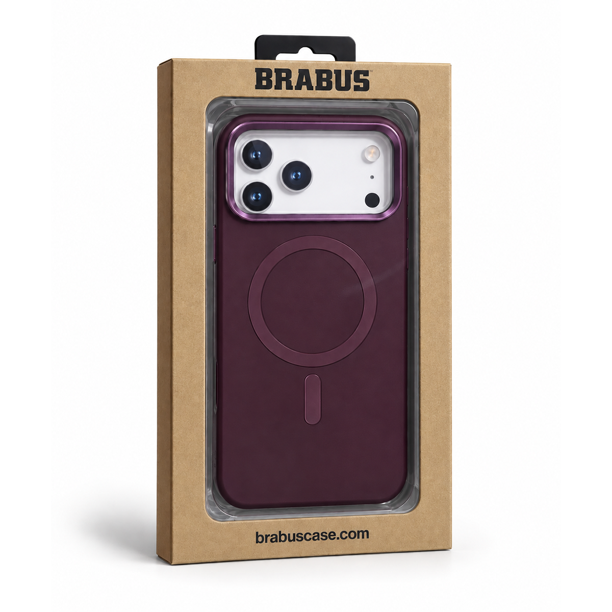 BRABUS iPhone 18 Pro Max Uyumlu MagSafe Özellikli Vegan Deri Nar Telefon Kılıfı