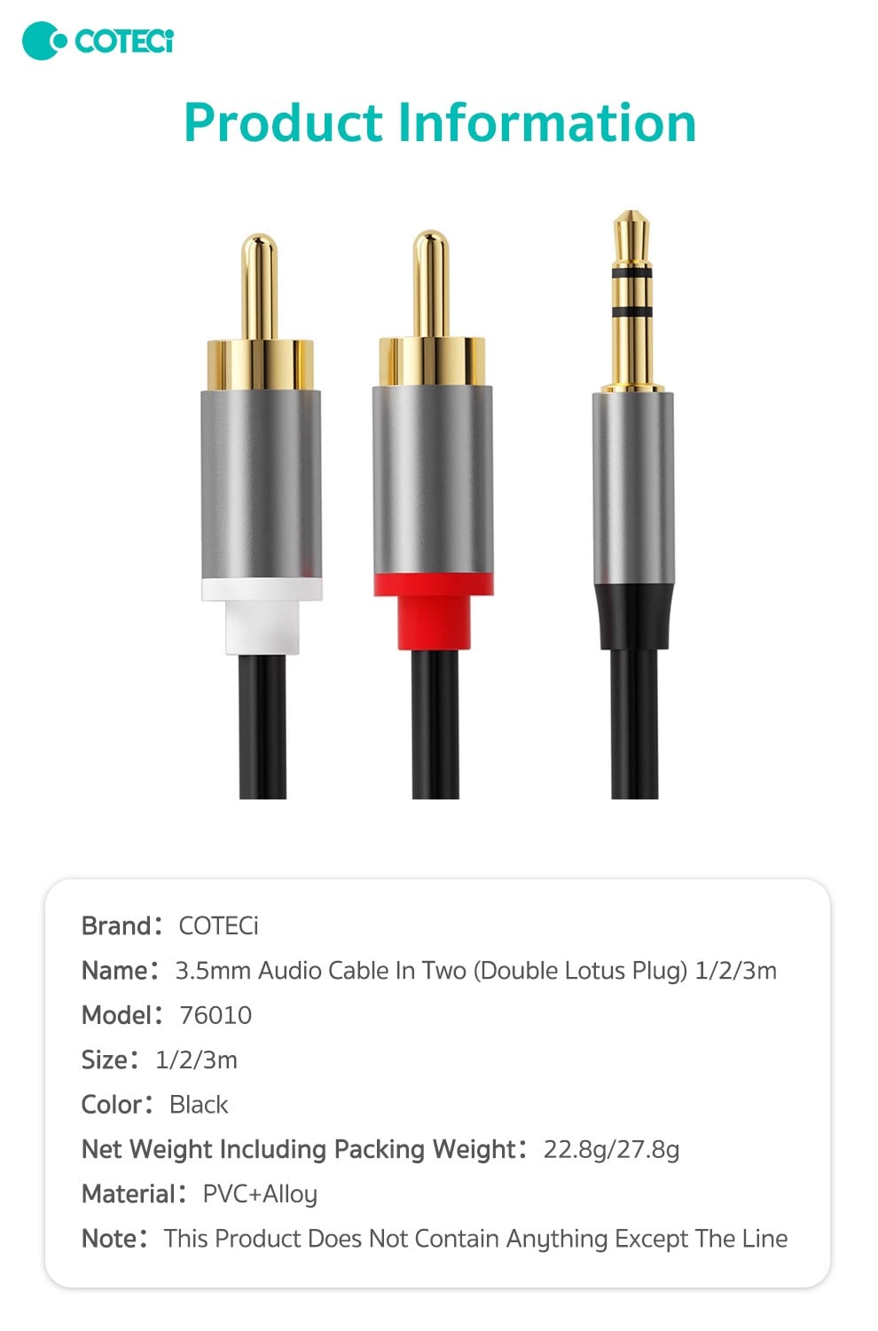 COTECi COTECi 3.5mm Ses Kablosu