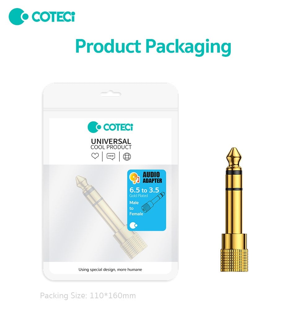 COTECi COTECi 6,5 mm Erkek - 3,5 mm Dişi Adaptör (Altın Kaplama)