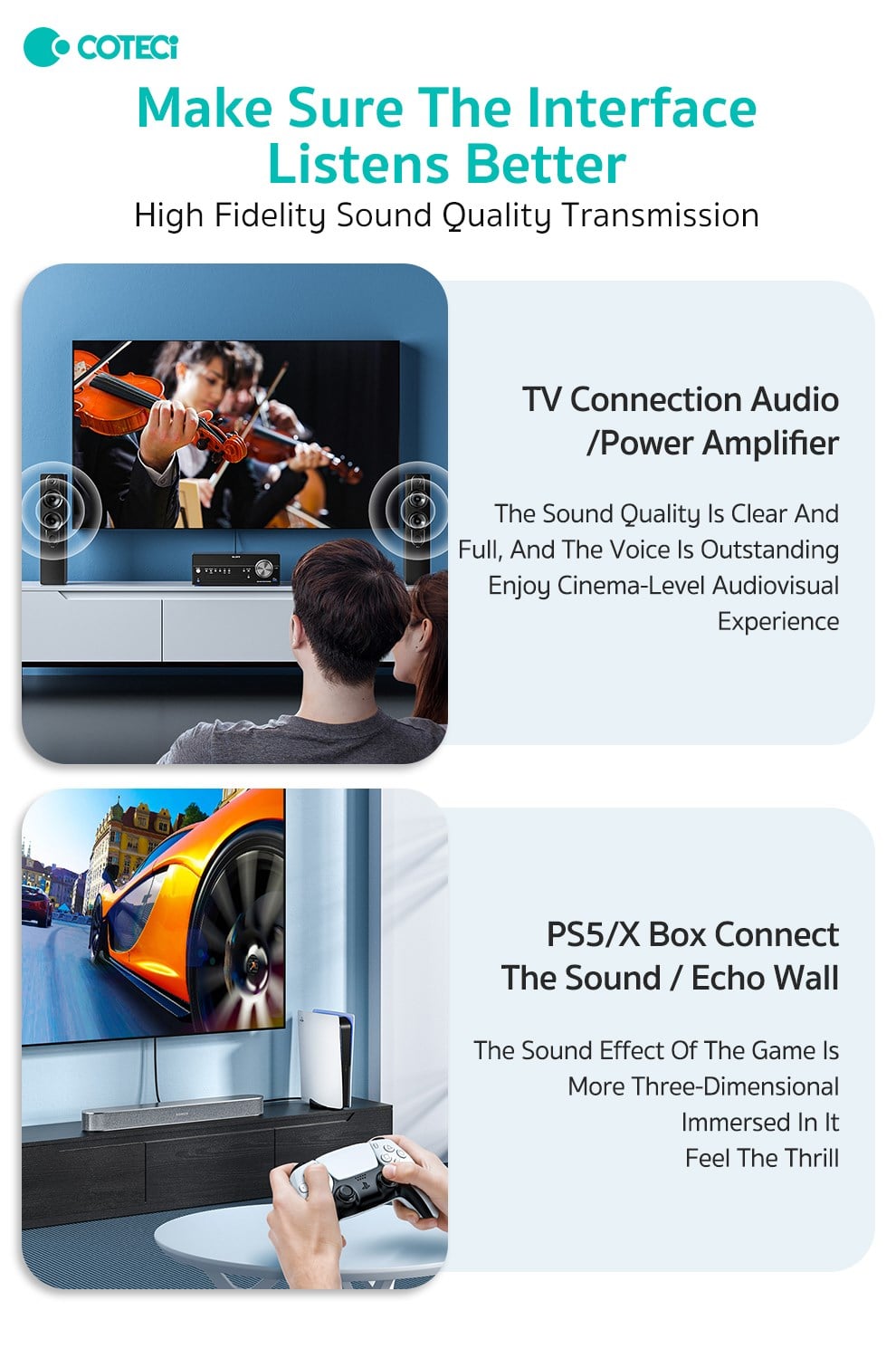 COTECi COTECi Dijital Fiber Optik Audio Kablosu TV Soundbar Amfi Uyumlu