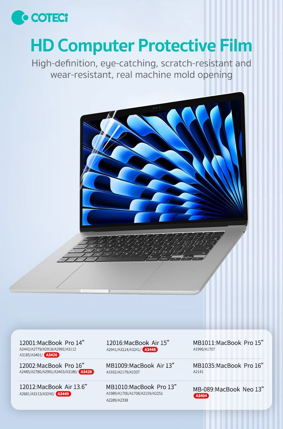 COTECi COTECi MacBook Pro 14 İnç M1 Pro HD Bilgisayar Ekran Koruyucu Film