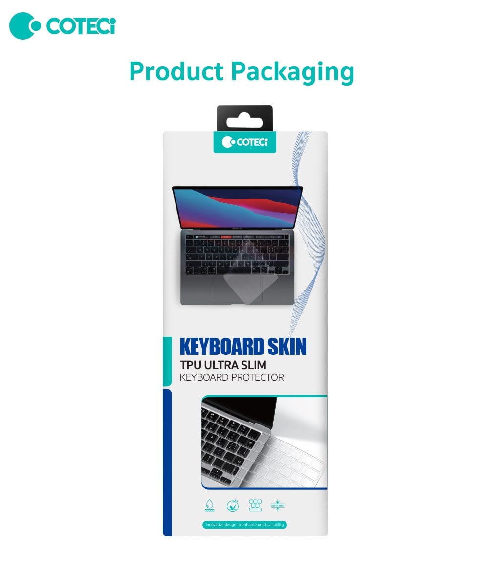 COTECi COTECi MacBook Pro M1 14/16 & MacBook Air 13.6/15.3 Silikon Klavye Koruyucu