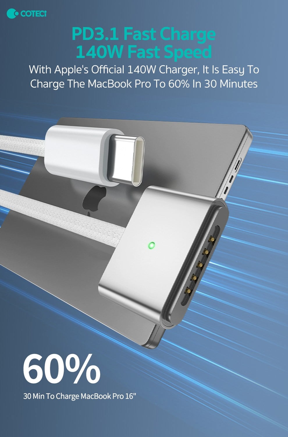 COTECi COTECi MacBook USB-C Hızlı Şarj ve Data Kablosu