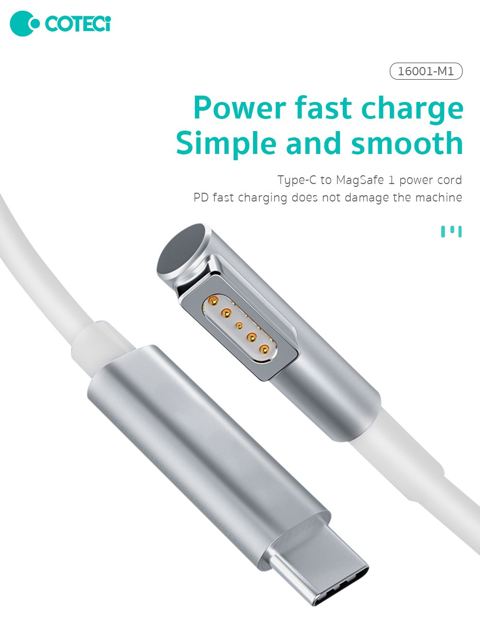 COTECi COTECi MacBook USB-C Şarj ve Data Kablosu PD Hızlı Şarj Destekli