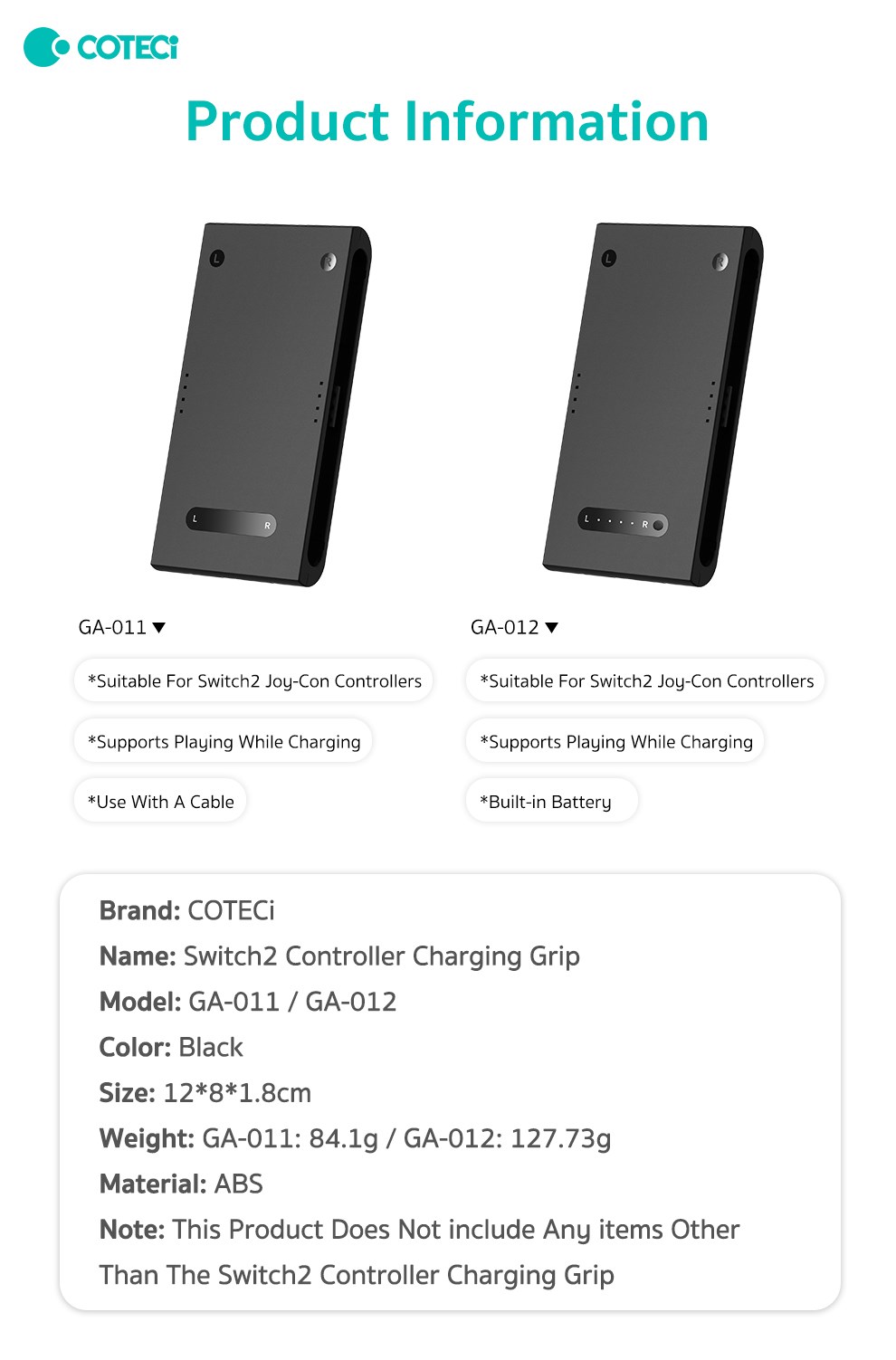 COTECi COTECi Nintendo Switch 2 Joy-Con Şarjlı Grip Aparatı