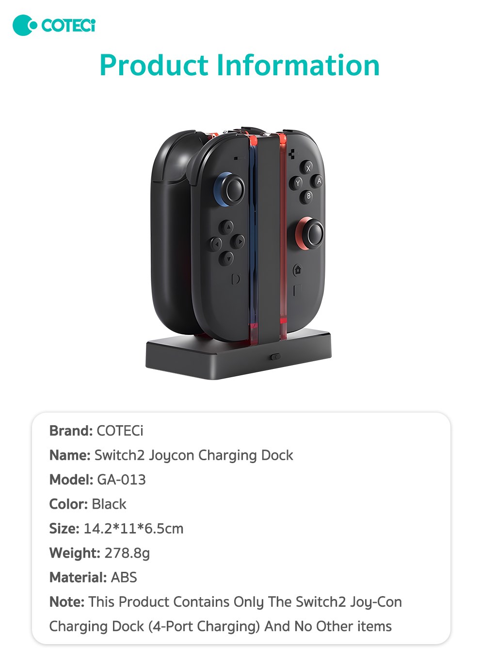 COTECi COTECi Nintendo Switch 2 Joy-Con Şarj Ünitesi ve Standı