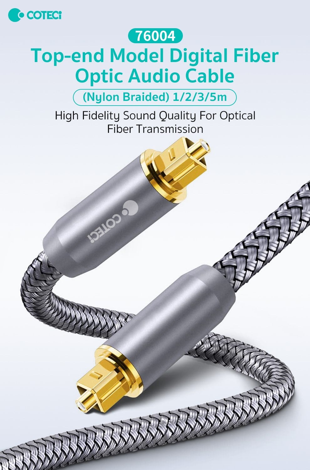 COTECi COTECi Premium Fiber Optik Ses Kablosu Naylon Örgülü TV, Soundbar ve Amfi İçin