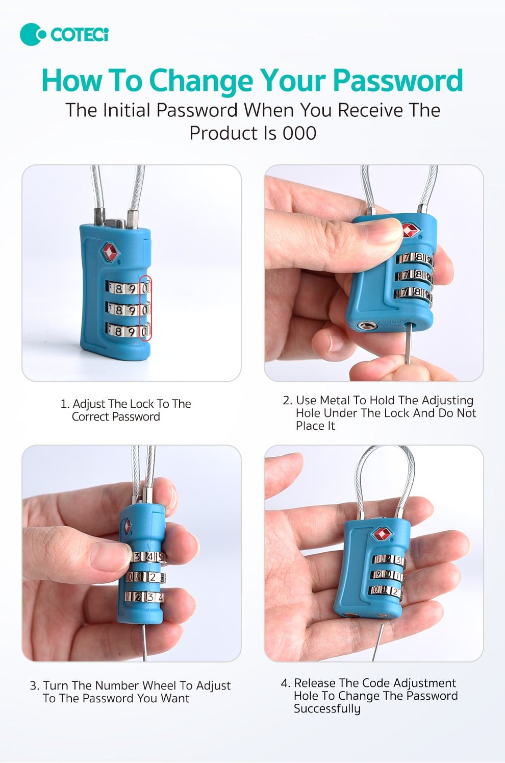 COTECi COTECi TSA Wire Customs Lock Şifreli Valiz ve Bagaj Kilidi