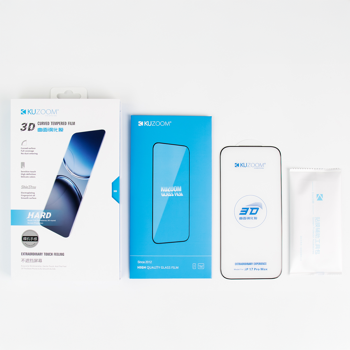 KUZOOM 3 D Curved iPhone 17 Pro Max Uyumlu Temperli Kavisli Cam Ekran Koruyucu