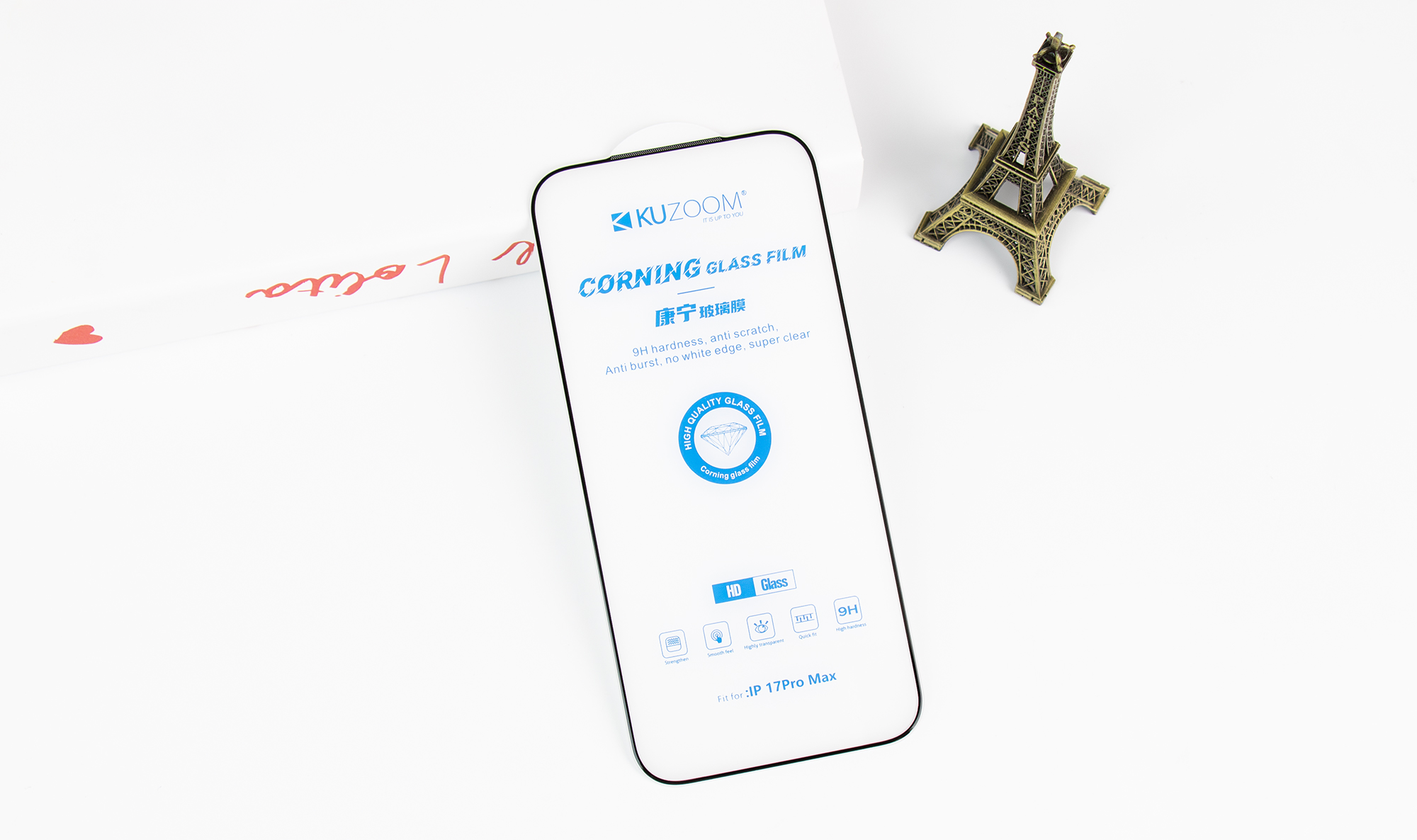 KUZOOM HD Corning iPhone 16 Pro Max Cam Ekran Koruyucu