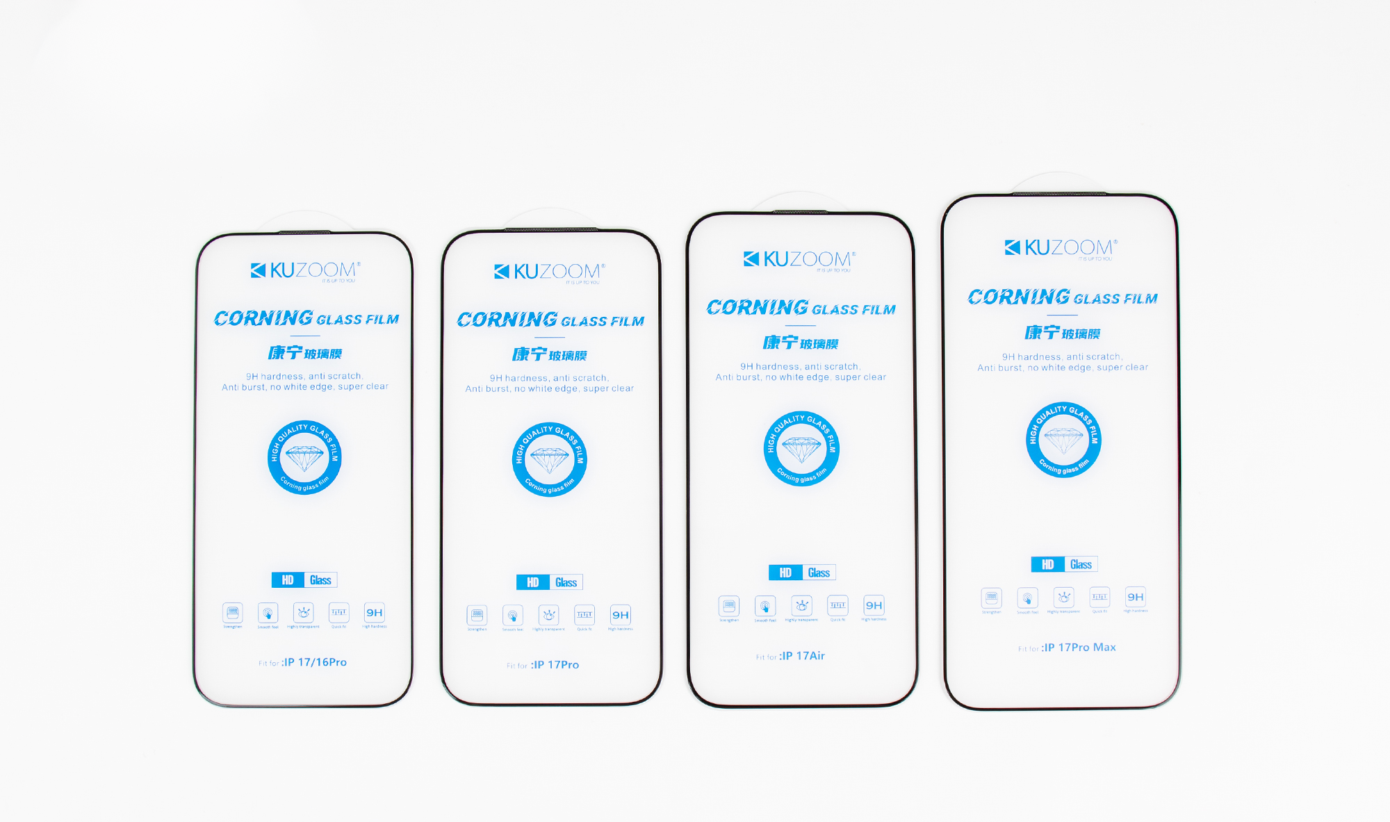 KUZOOM HD Corning iPhone 16 Pro Max Cam Ekran Koruyucu