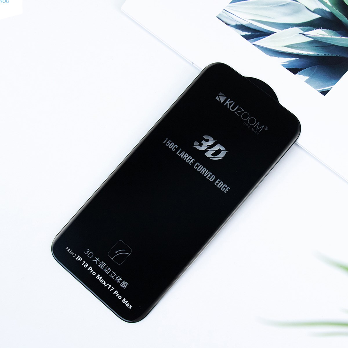 KUZOOM iPhone 14 Pro max  /15 Plus / 16 Plus 3D Large Kavisli Parmak İzine Dayanıklı Cam Ekran Koruyucu