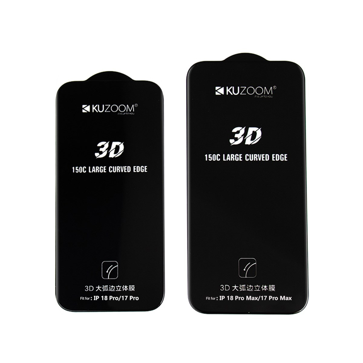 KUZOOM iPhone 14 Pro max  /15 Plus / 16 Plus 3D Large Kavisli Parmak İzine Dayanıklı Cam Ekran Koruyucu