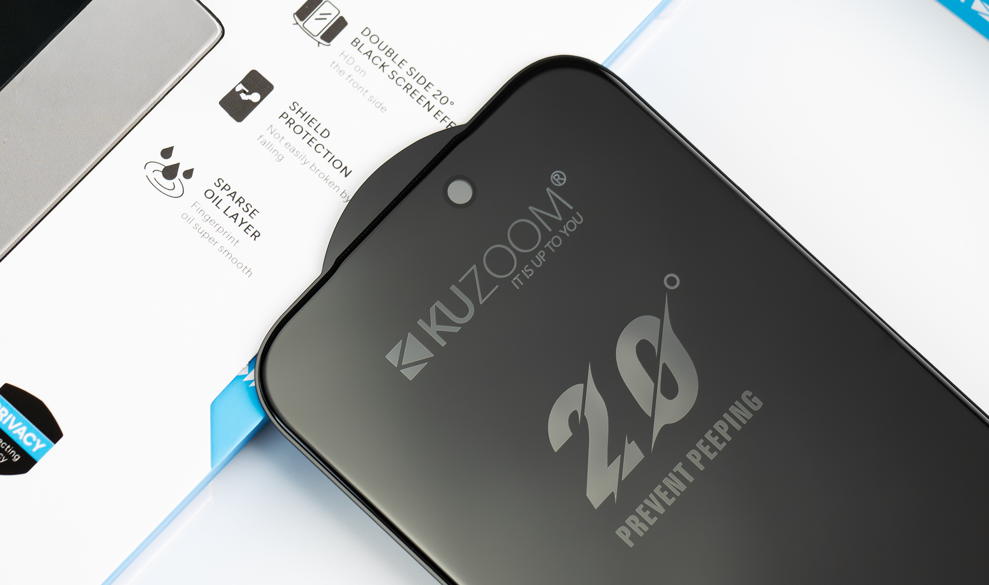 KUZOOM İphone 16 Pro Max Anti-Peep Privacy Hayalet Ekran Parmak İzine Dayanıklı Cam Ekran Koruyucu 
