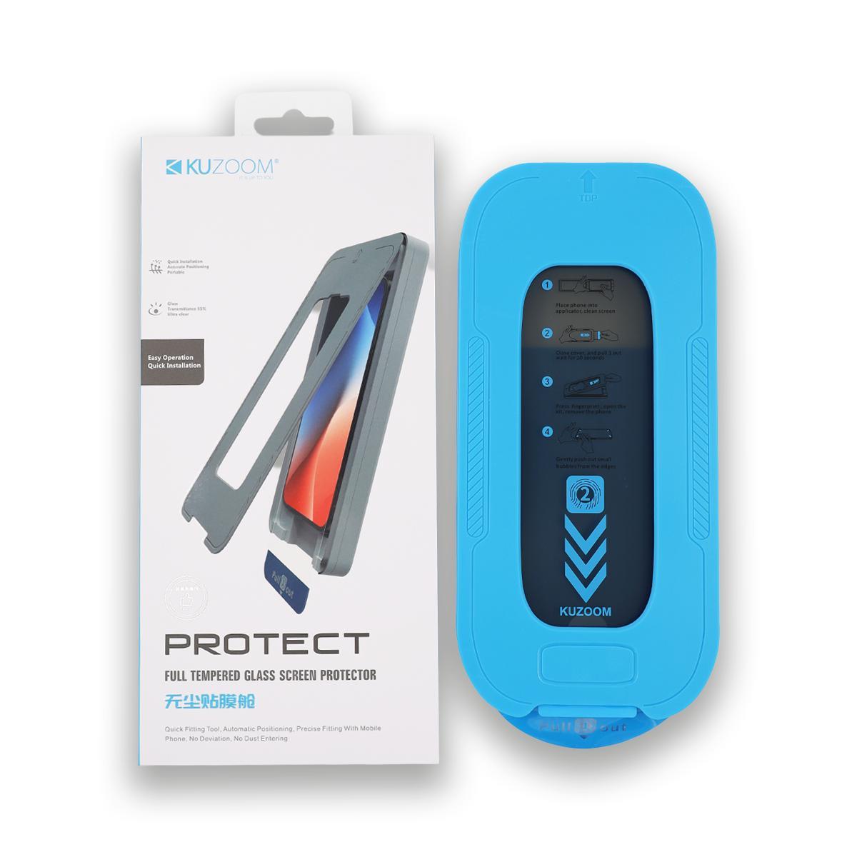 KUZOOM iPhone 17 Pro Max Uyumlu Protect Full Tempered Aparatlı Yüksek Çözünürlüklü Cam Ekran Koruyucu