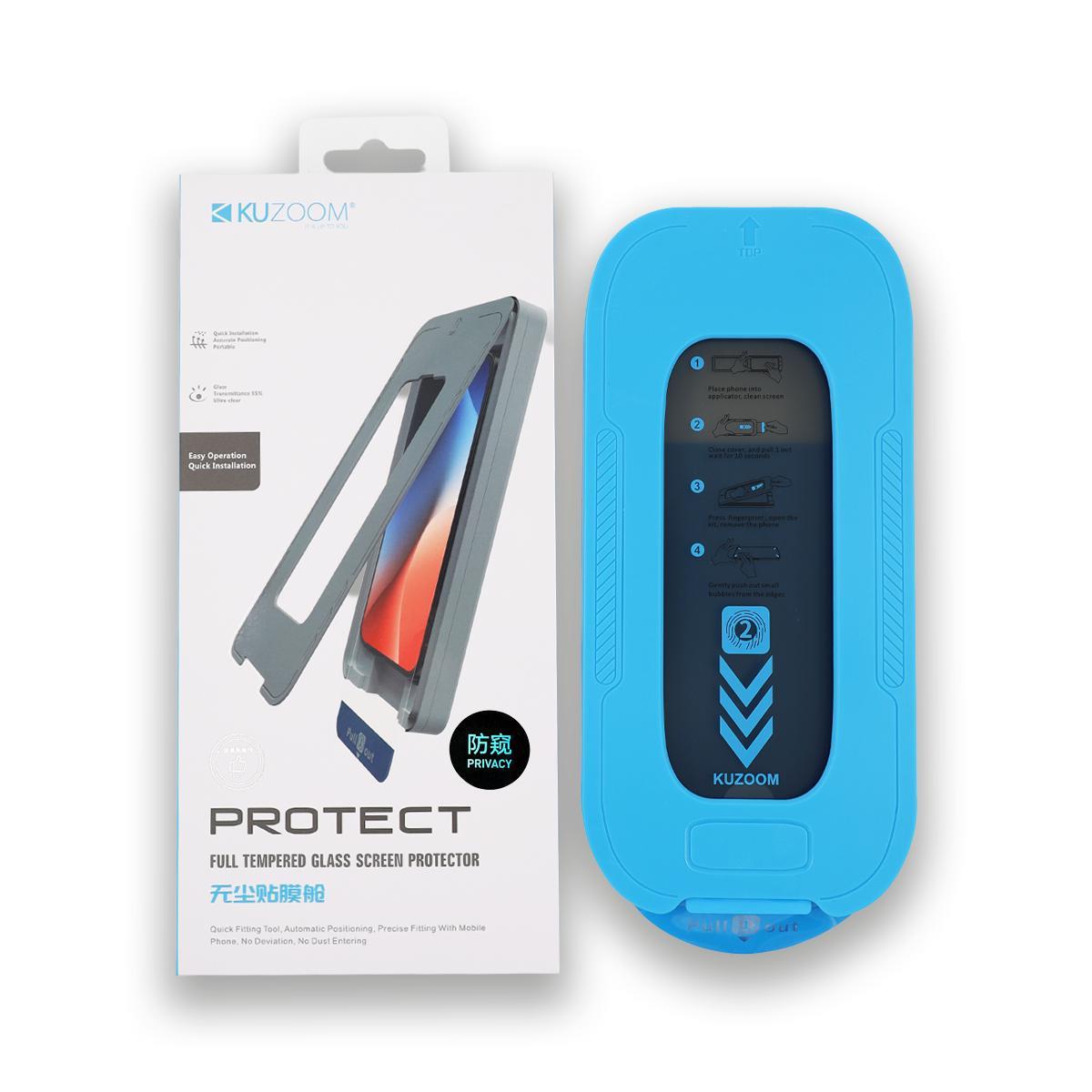 KUZOOM iPhone 17 Uyumlu Protect Full Tempered Privacy Aparatlı Yüksek Çözünürlüklü Hayalet Cam Ekran Koruyucu