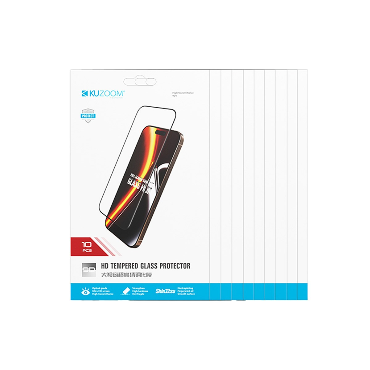 KUZOOM iPhone 18 Pro Max 10 Adet HD Kavisli Parmak İzine Dayanıklı Cam Ekran Koruyucu