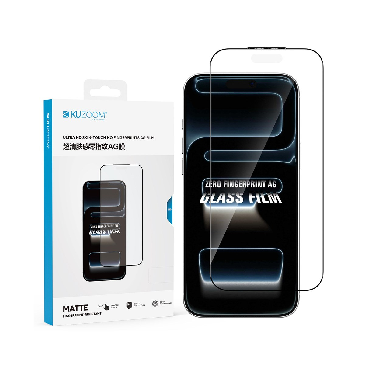KUZOOM iPhone 18 Pro Max Uyumlu Ultra Hd Skin-Touch Parmak İzi Bırakmayan Cam Ekran Koruyucu