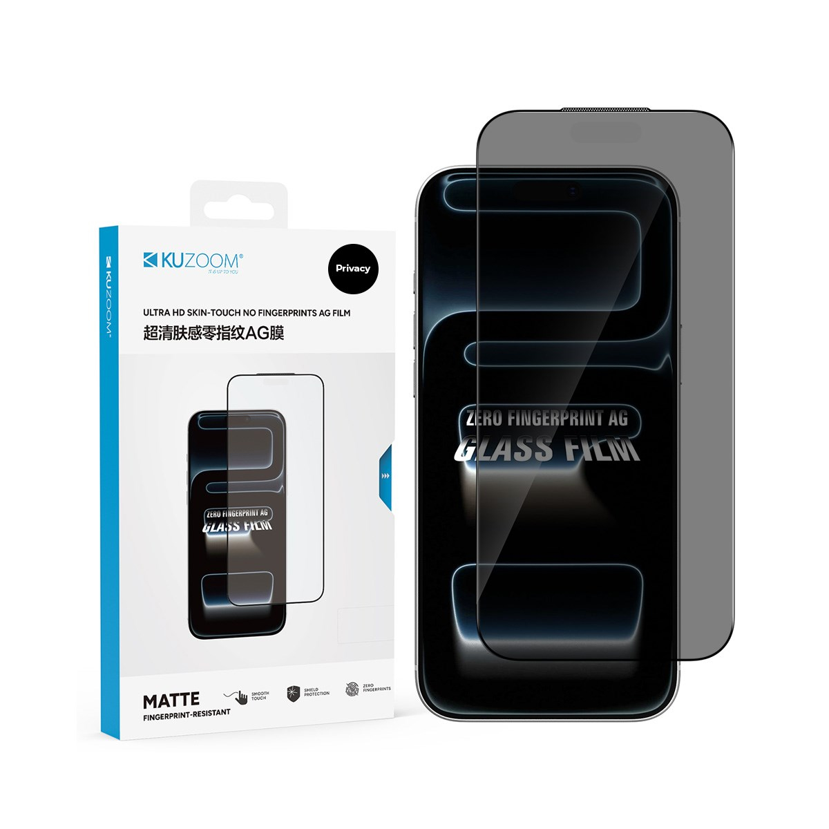 KUZOOM iPhone 18 Pro Uyumlu Ultra Hd Skin-Touch Parmak İzi Bırakmayan Hayalet Cam Ekran Koruyucu