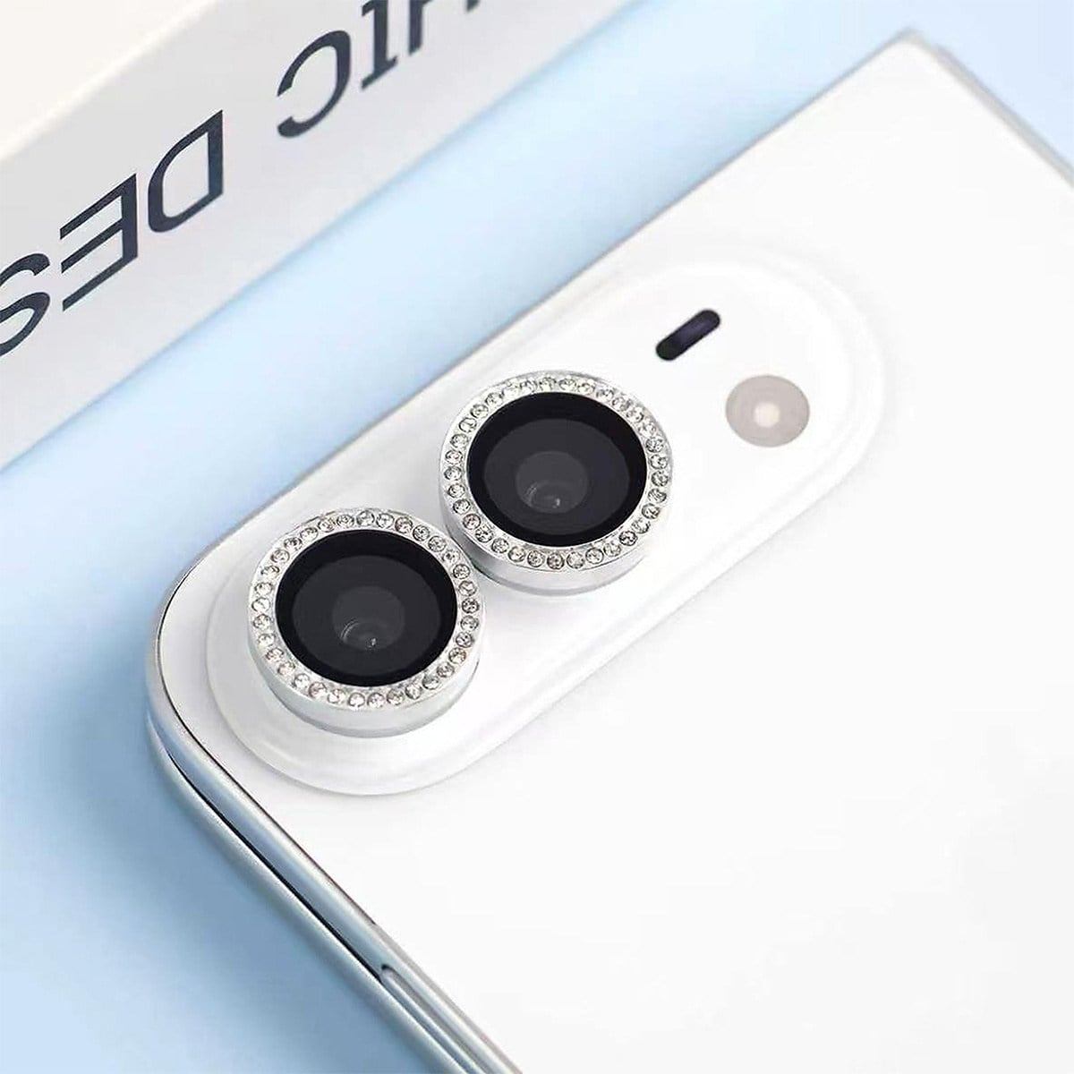 KUZOOM iPhone Duo Uyumlu Sapphire Flash Diamond Gümüş Kamera Lens Koruyucu
