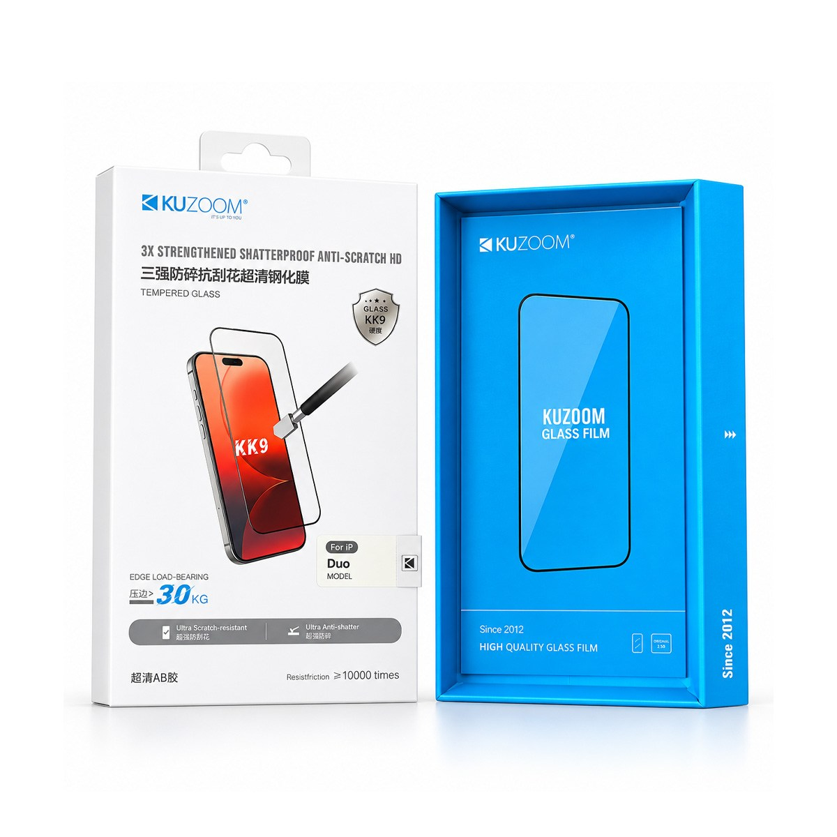 KUZOOM Kuzoom KK9 Ultra Narrow Edge Dustproof Tempered Glass Film IP iPhone Duo Clear Şeffaf Toz Önleyici İnce Çerçeveli Temperli Cam Ekran Koruyucu