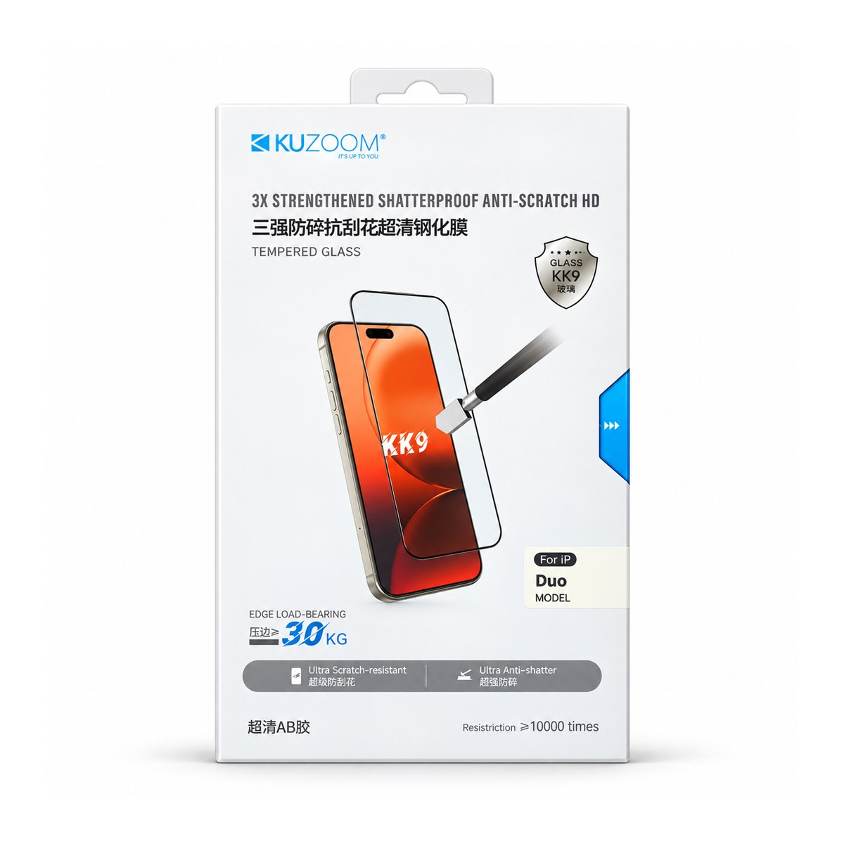KUZOOM Kuzoom KK9 Ultra Narrow Edge Dustproof Tempered Glass Film IP iPhone Duo Clear Şeffaf Toz Önleyici İnce Çerçeveli Temperli Cam Ekran Koruyucu