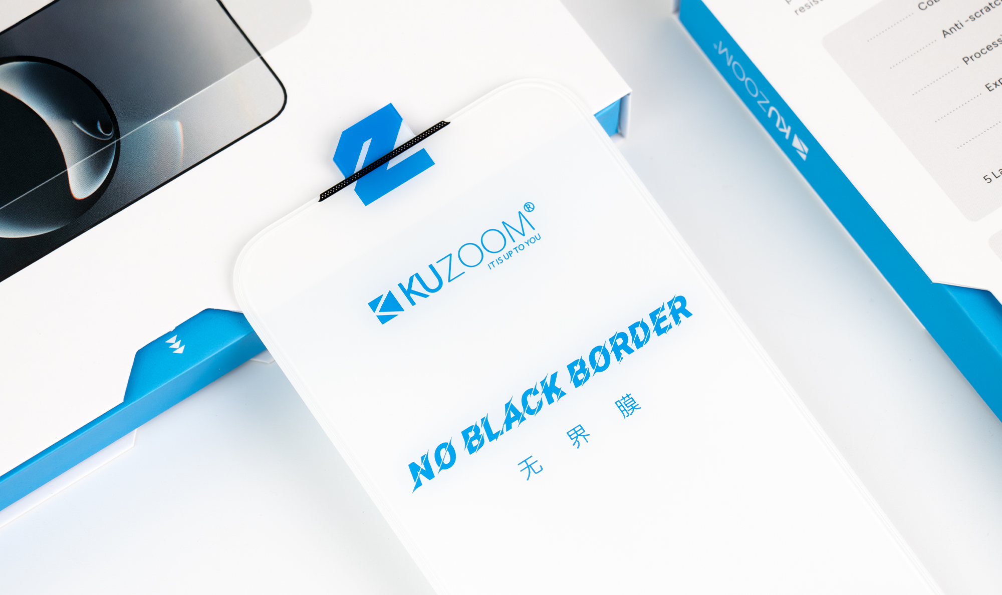 KUZOOM No Black Border iPhone 17 Pro Max Uyumlu Kenarları Full Çıtasız Temperli Cam Ekran Koruyucu