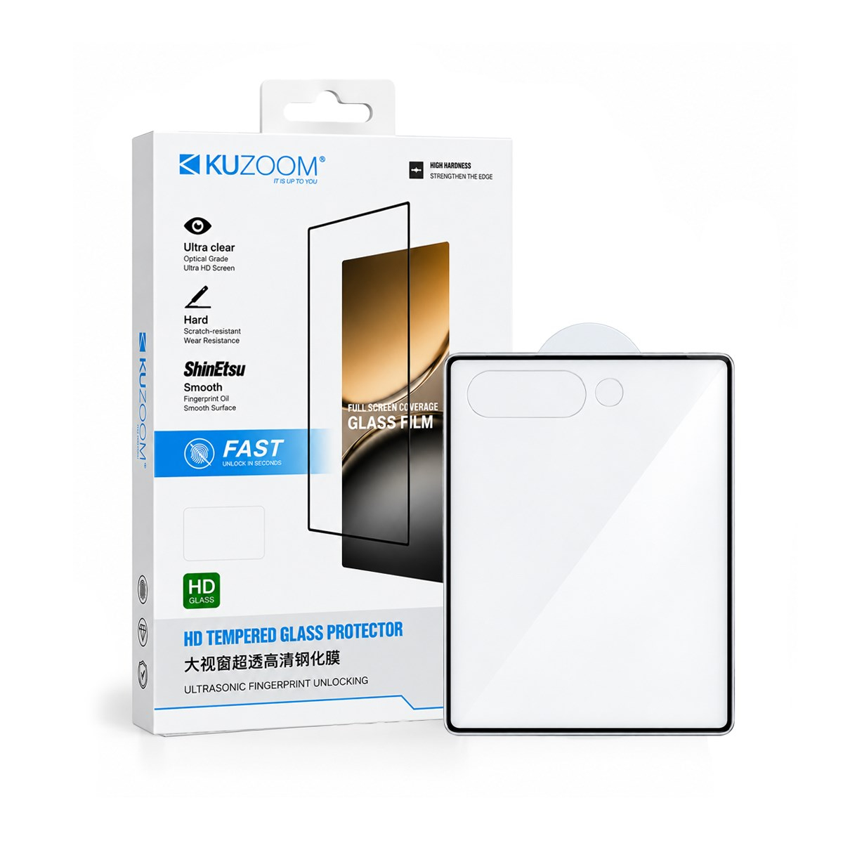 KUZOOM Samsung Flip 7 HD 9D Parmak İzine Dayanıklı Temperli Cam Ekran Koruyucu