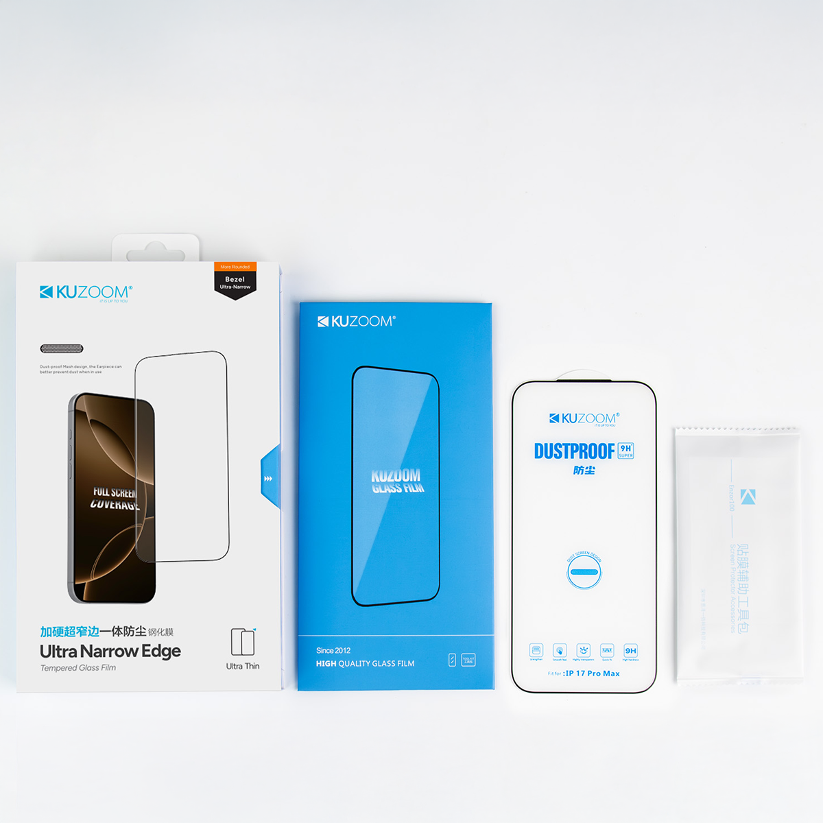 KUZOOM Ultra Narrow Edge iPhone 17 Pro Uyumlu Dar Kenarlı Ekran Temperli Cam Ekran Koruyucu
