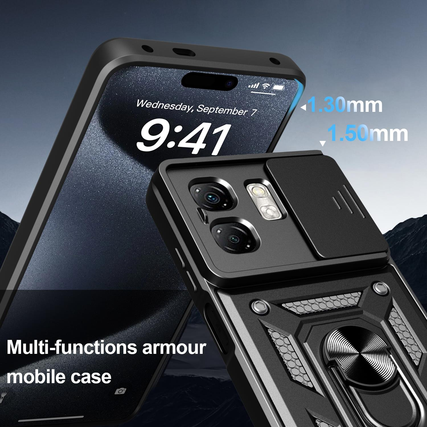 MOPAL Infinix Hot 50İ Stand Özellikli Sürgülü Darbelere Dayanıklı Slide Silikon Kılıf