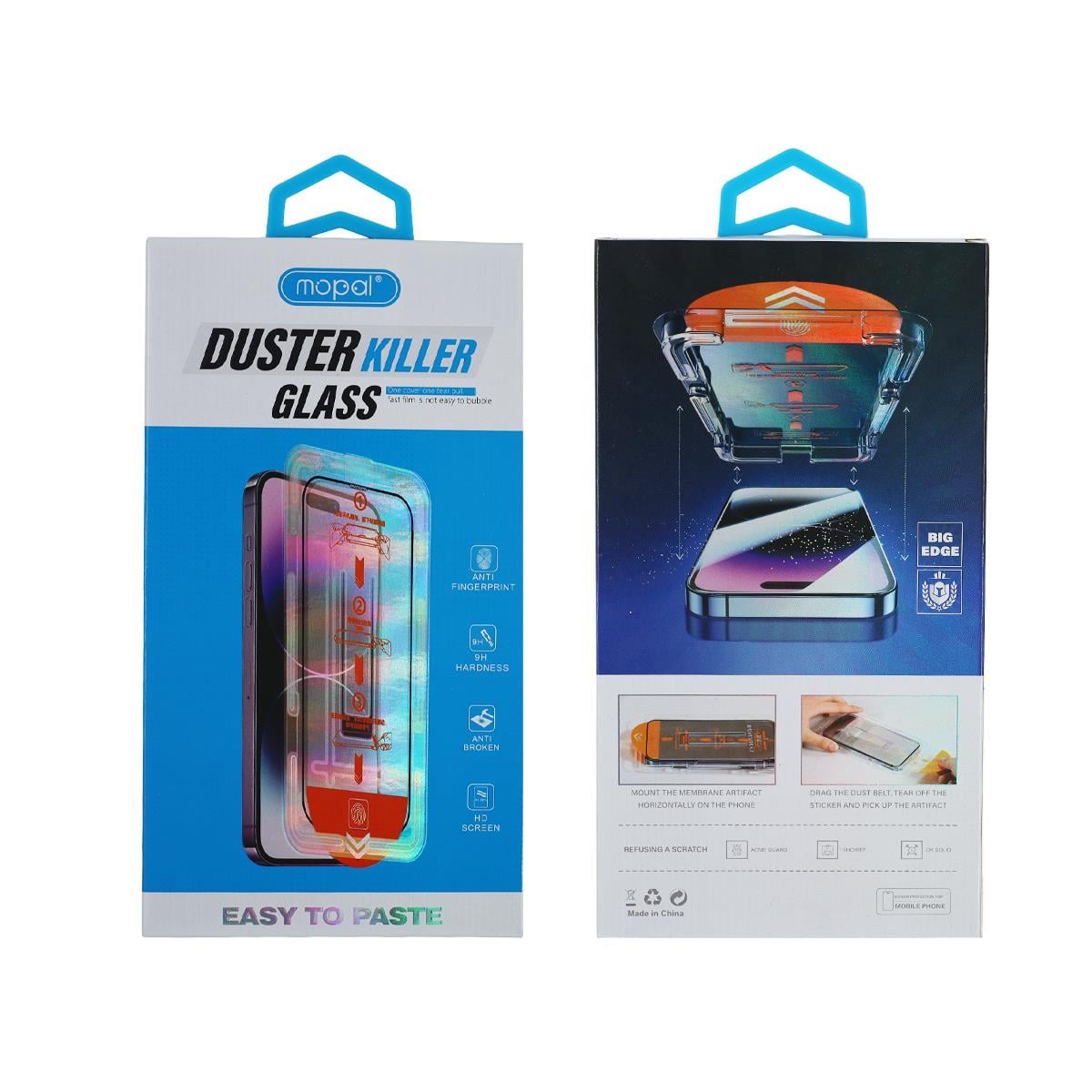 MOPAL iPhone 14 Uyumlu HD Anti Statik Uygulama Aparatlı Dust Killer Temperli Cam Ekran Koruyucu