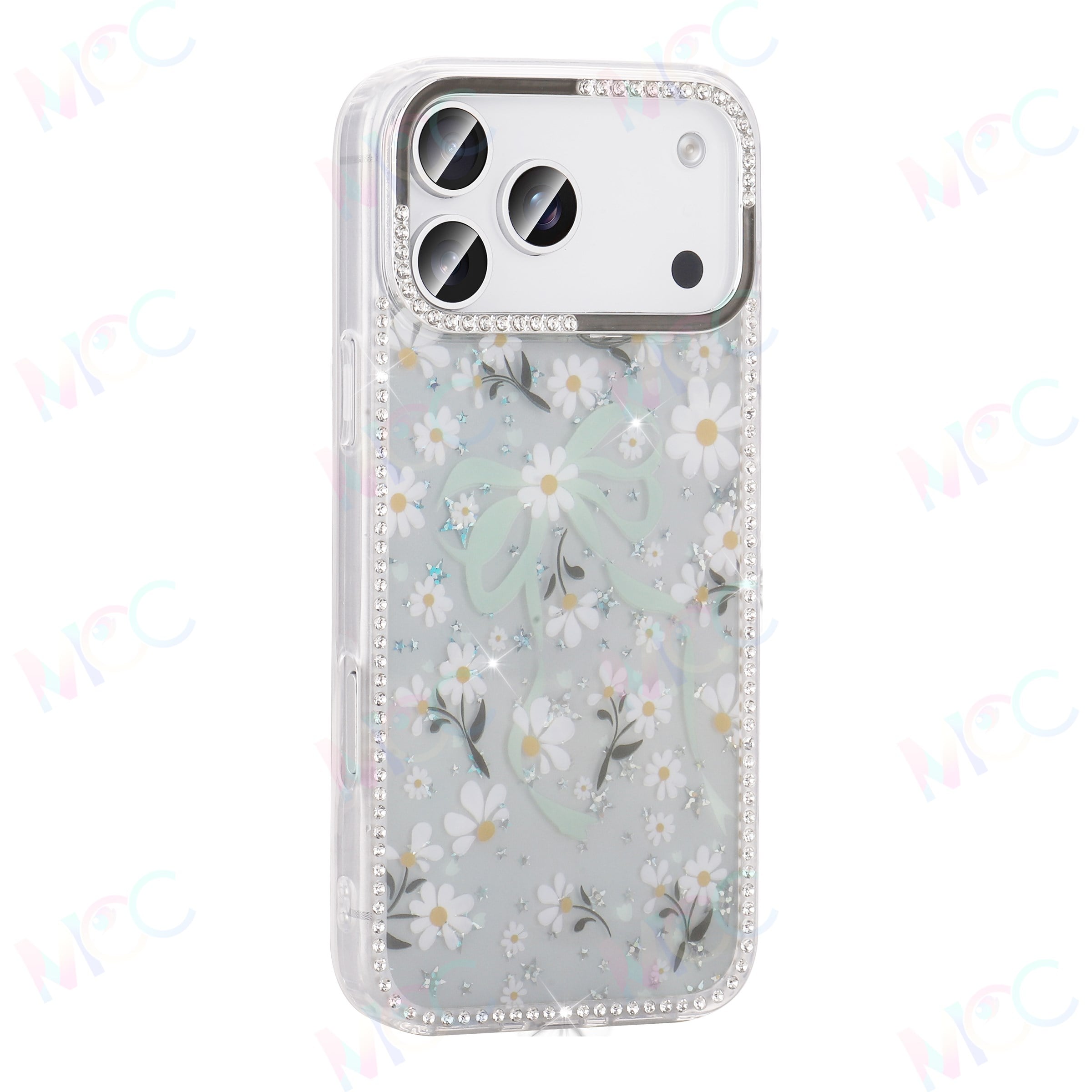 MOPAL iPhone 15 Pro Uyumlu Taş İşlemeli Desenli Ece Silikon Kılıf