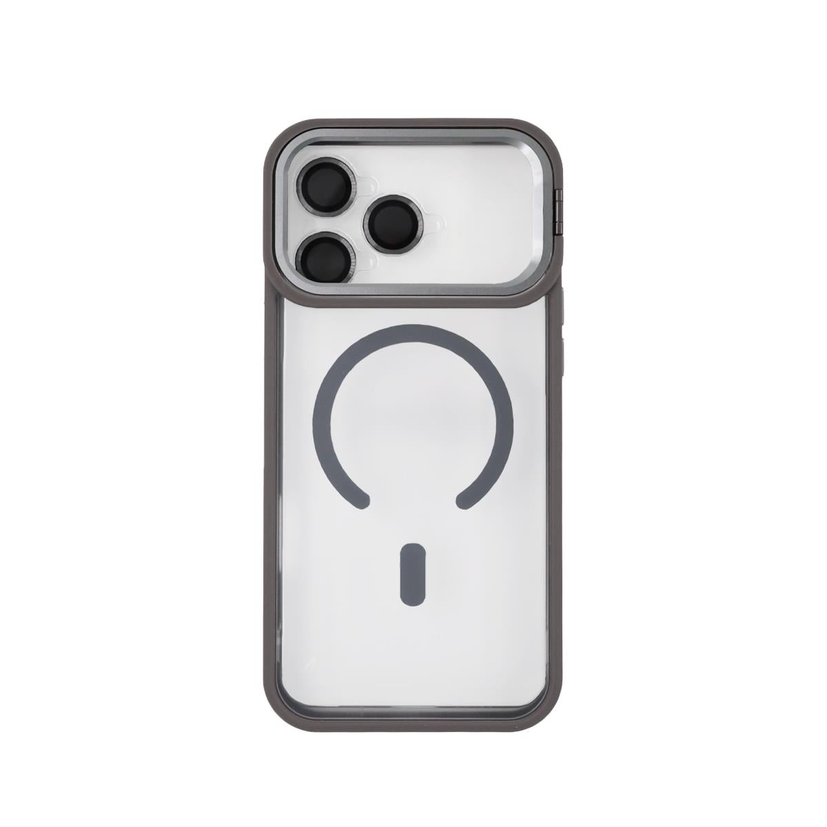 MOPAL iPhone 16 Pro Max Uyumlu MagSafe Özellikli Standlı Kamera Lens Koruyuculu Şeffaf Pass-1 Silikon Kılıf