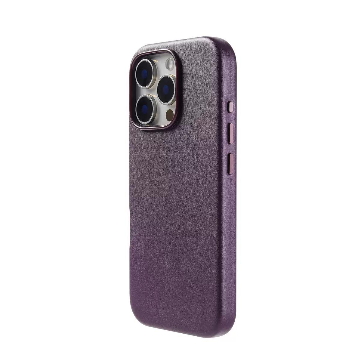 MOPAL iPhone 16 Pro Max Uyumlu MagSafe Özellikli Suni Deri Görünümlü Let Silikon Kılıf