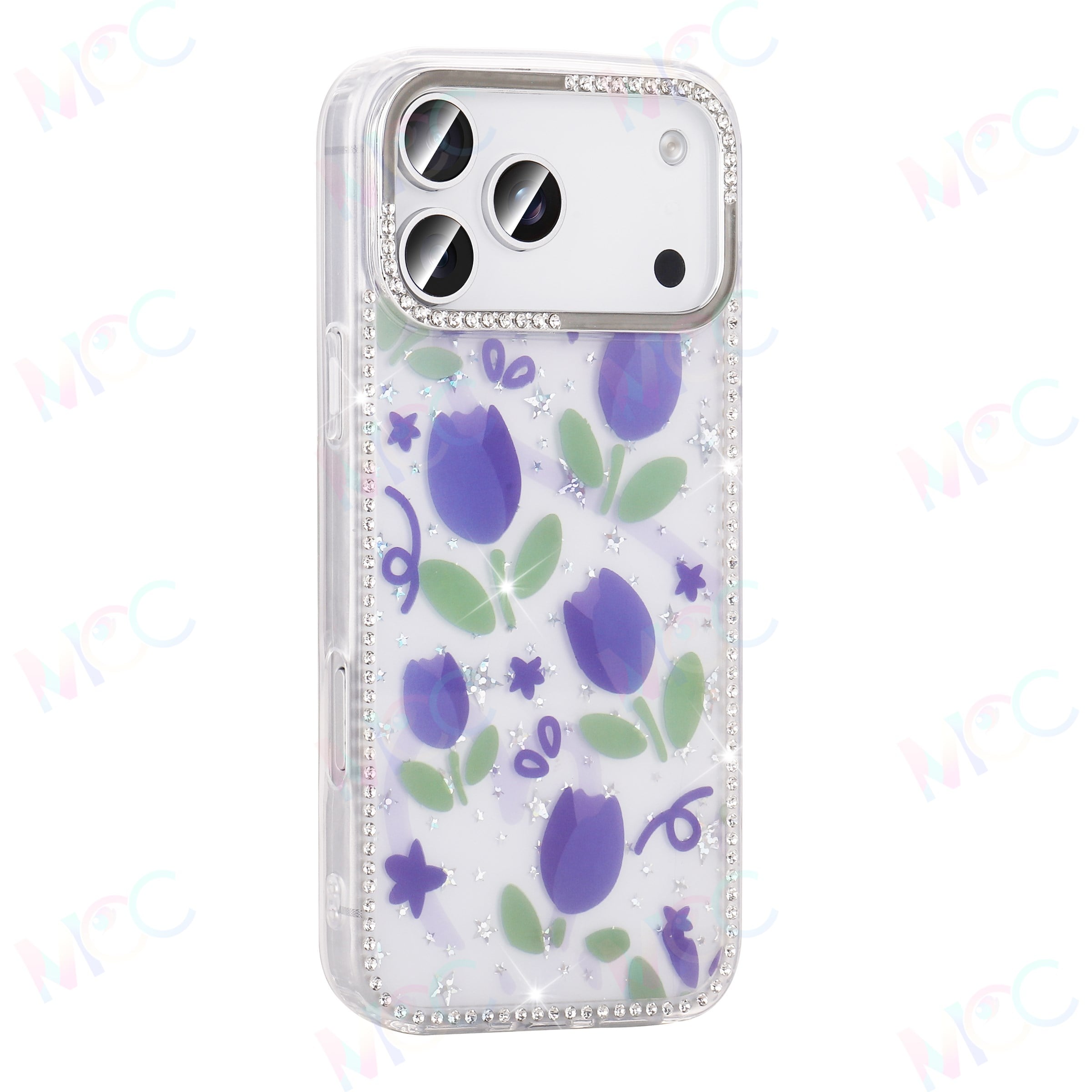 MOPAL iPhone 16 Pro Max Uyumlu Taş İşlemeli Desenli Ece Silikon Kılıf