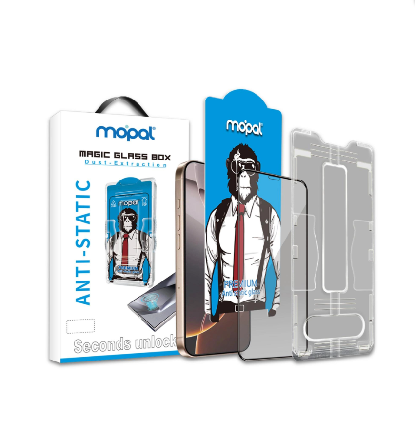 MOPAL iPhone 17 Air Anti Static Pratik Uygulama Aparatlı Temperli Cam Ekran Koruyucu Magic Glass