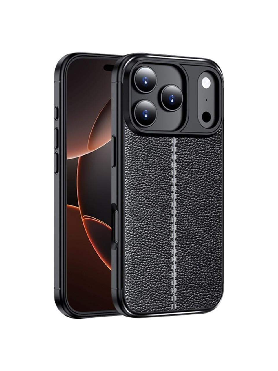 MOPAL iPhone 17 Pro Deri Hissiyatlı Dikiş Detaylı Firo Silikon Kılıf