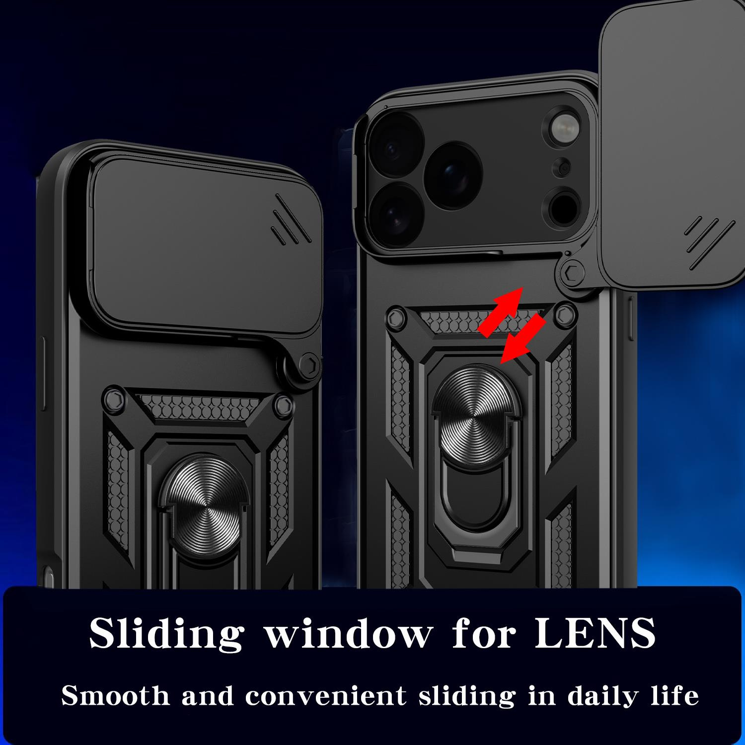 MOPAL iPhone 17 Pro Max Stand Özellikli Sürgülü Darbelere Dayanıklı Slide Silikon Kılıf
