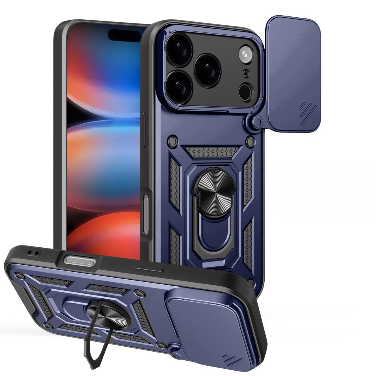 MOPAL iPhone 17 Pro Max Stand Özellikli Sürgülü Darbelere Dayanıklı Slide Silikon Kılıf
