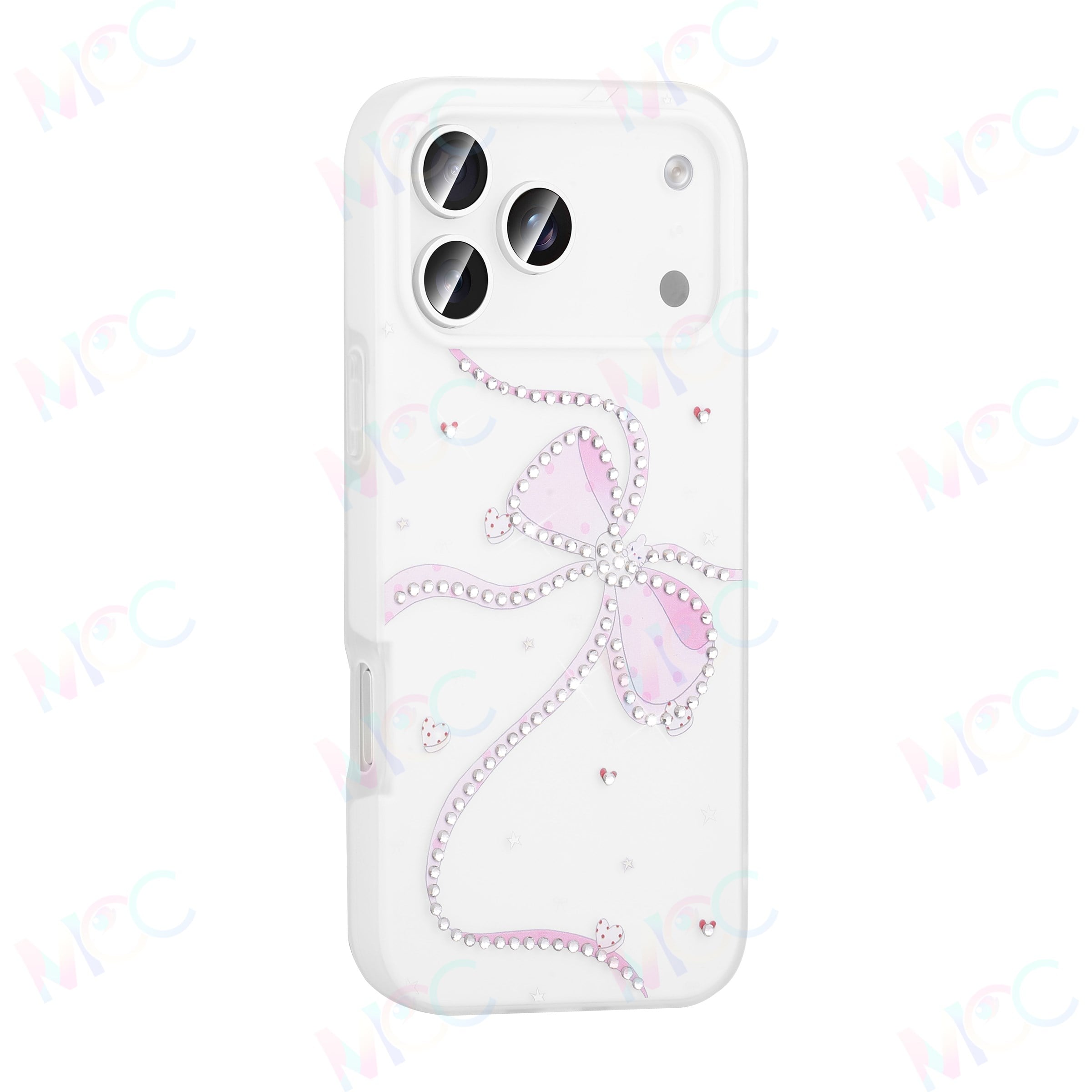 MOPAL iPhone 17 Pro Max Uyumlu İnci Taş İşlemeli Desenli Plastik Selen Silikon Telefon Kılıfı