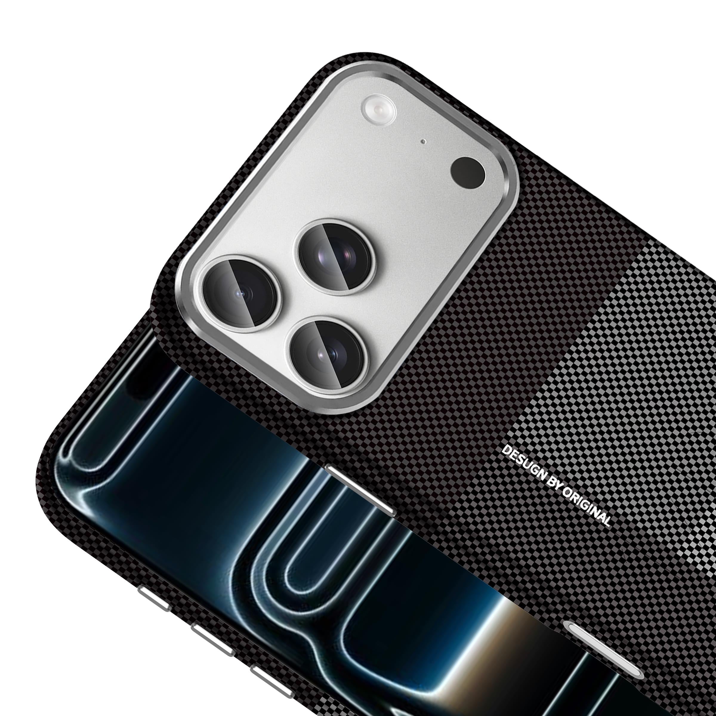 MOPAL iPhone 17 Pro Max Uyumlu MagSafe Özellikli Desenli Karbon Regi Kılıf