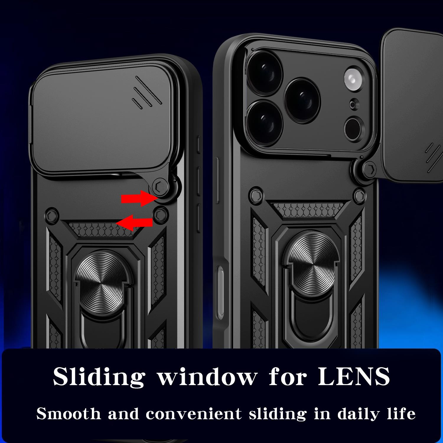 MOPAL iPhone 17 Pro Stand Özellikli Sürgülü Darbelere Dayanıklı Slide Silikon Kılıf