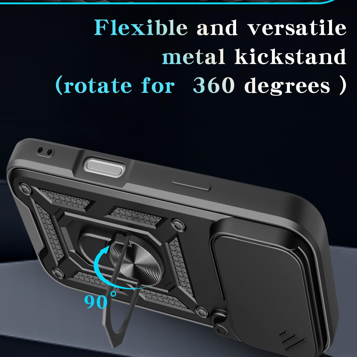 MOPAL iPhone 17 Pro Stand Özellikli Sürgülü Darbelere Dayanıklı Slide Silikon Kılıf