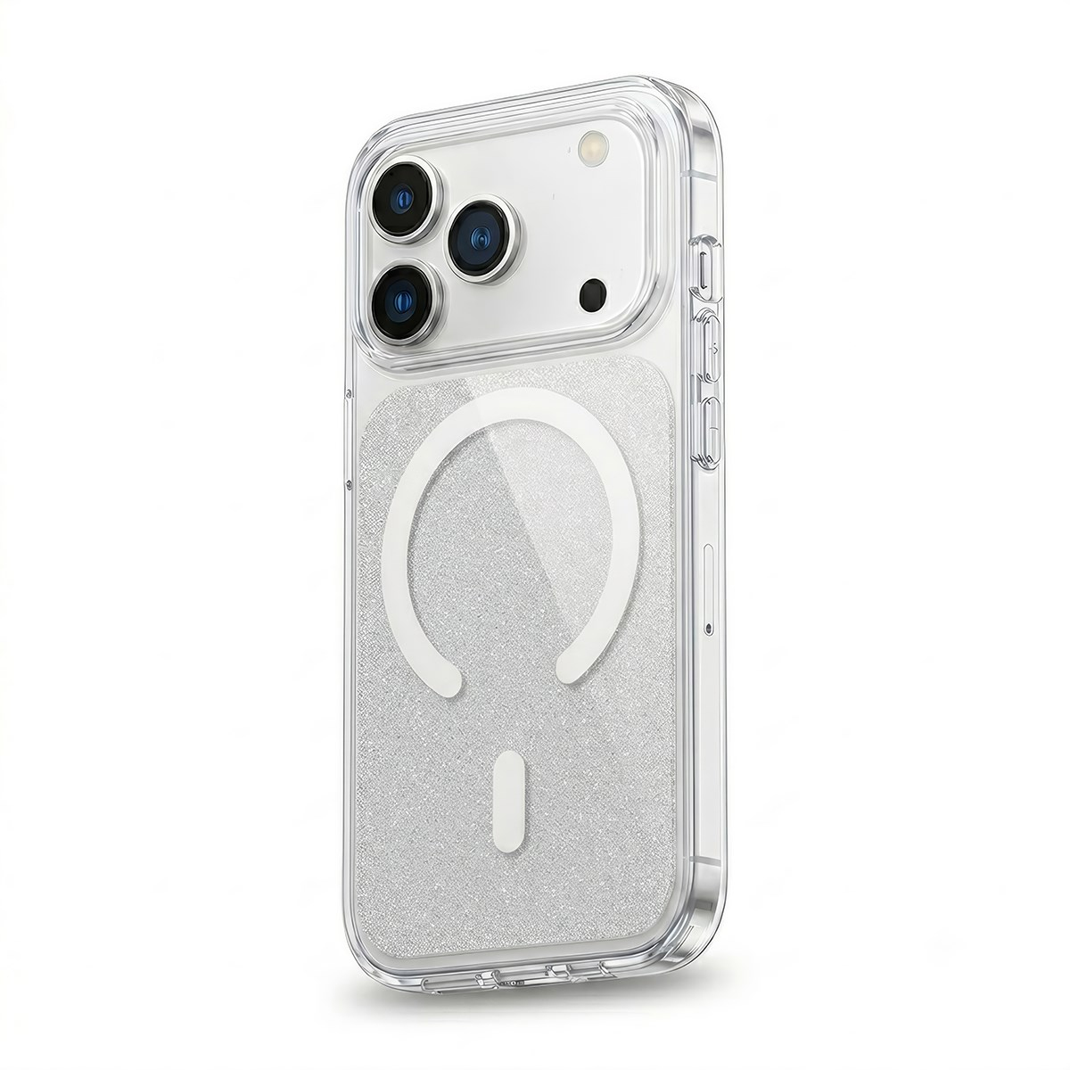 MOPAL iPhone 17 Pro Uyumlu MagSafe Özellikli Şeffaf Sim Detaylı Kutulu Metal Tuşlu Sim Telefon Kılıfı