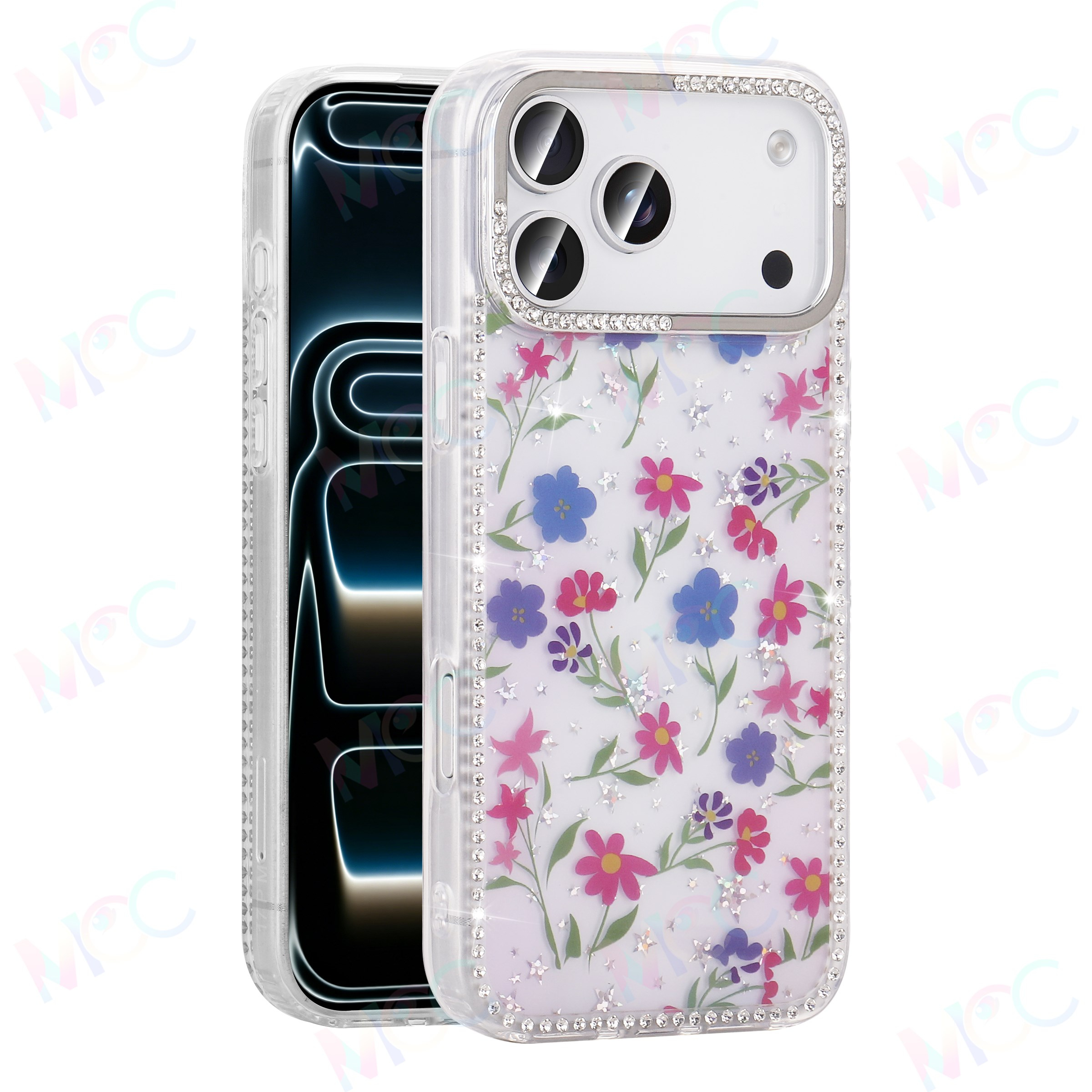 MOPAL iPhone 17 Uyumlu Taş İşlemeli Desenli Ece Silikon Kılıf