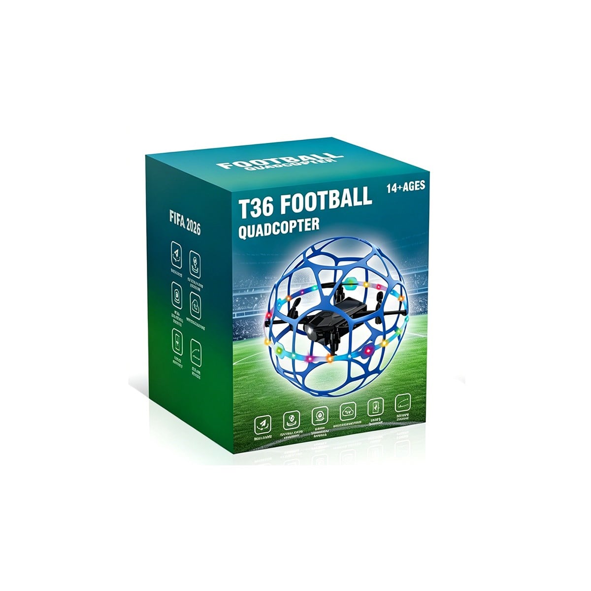 MOPAL Koruyucu Kafesli T36 Futbol Dronu, 360 ° Çevirme Hareketleri, İrtifa Sabitleme