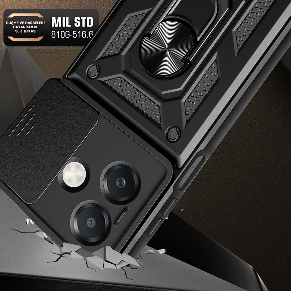 MOPAL Samsung A26 Stand Özellikli Sürgülü Darbelere Dayanıklı Slide Silikon Kılıf