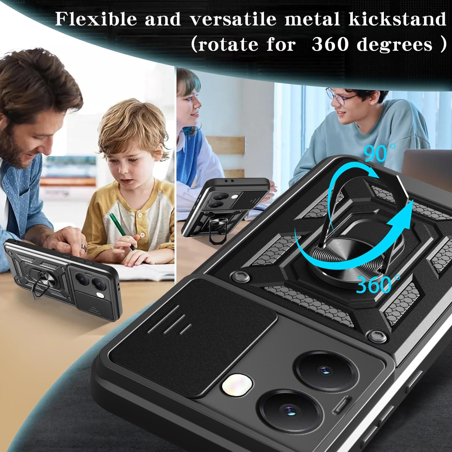 MOPAL Xiaomi Poco X7 Pro Stand Özellikli Sürgülü Darbelere Dayanıklı Slide Silikon Kılıf