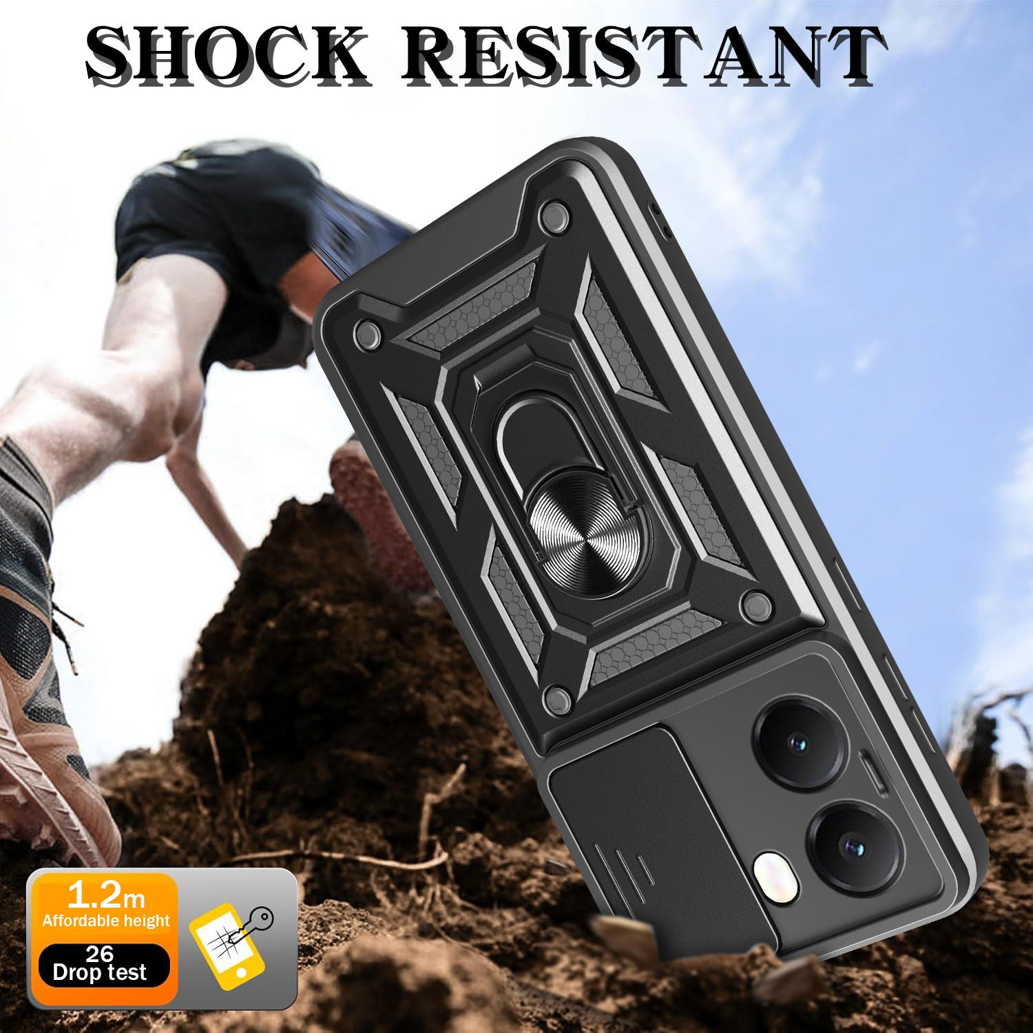 MOPAL Xiaomi Poco X7 Pro Stand Özellikli Sürgülü Darbelere Dayanıklı Slide Silikon Kılıf